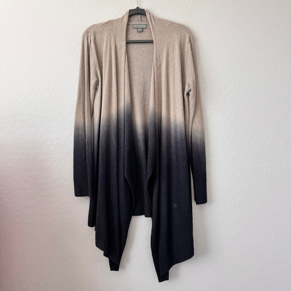 Barefoot Dreams L/XL Cardigan Tan Black Long Sleeve Ombre CozyChic Lite 436